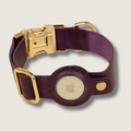 Leather AirTag Dog Collar — Purple