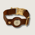 Leather AirTag Dog Collar — Dark Brown