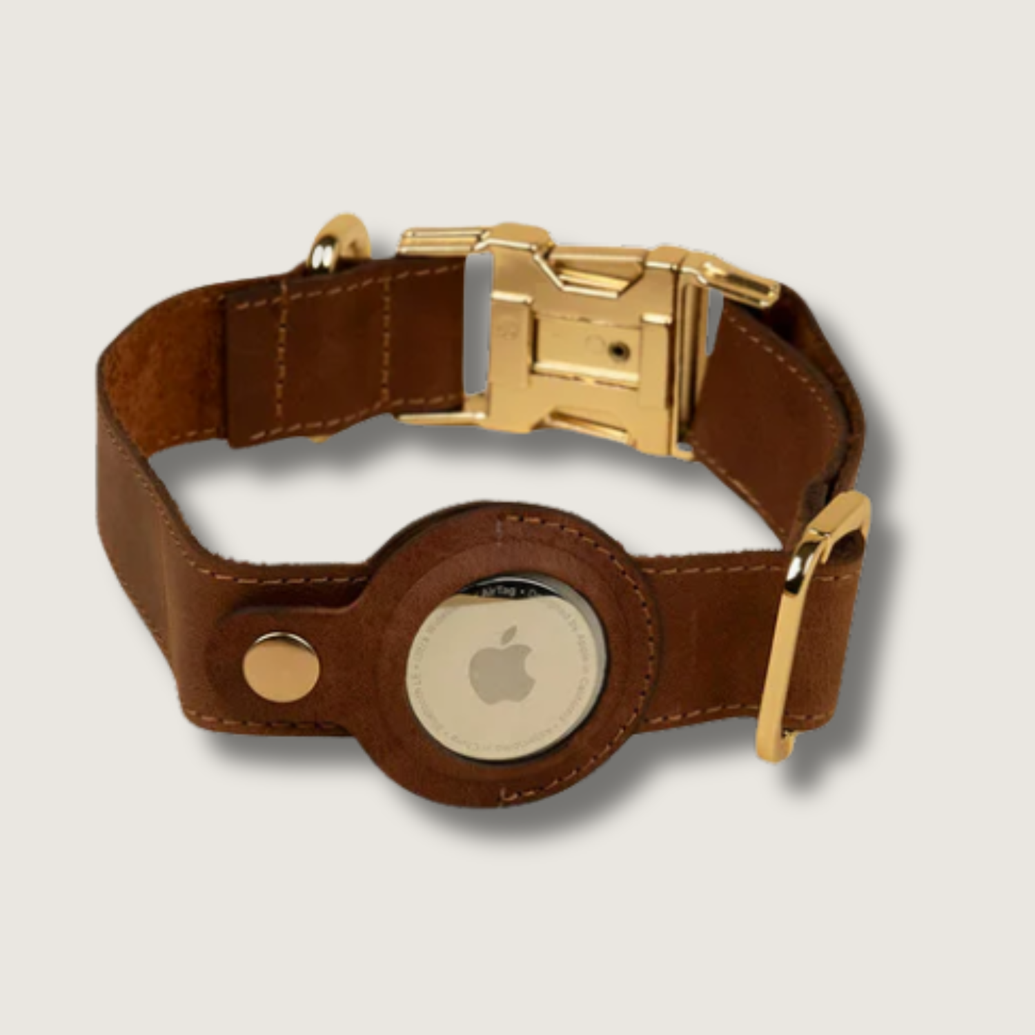 Leather AirTag Dog Collar — Dark Brown