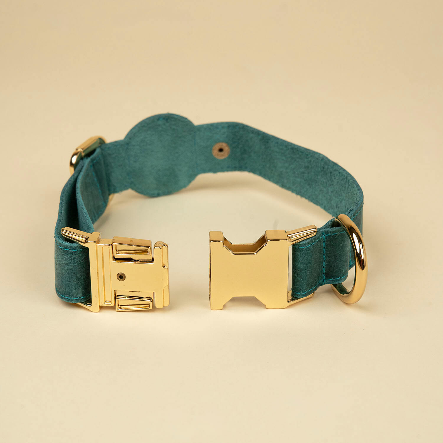 Leather AirTag Dog Collar — Green